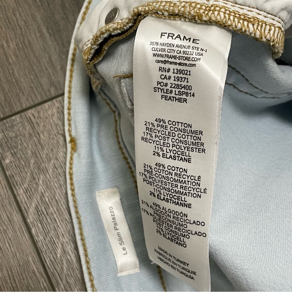 FRAME Le Slim Palazzo Jeans High Rise Wide Leg Feather Light Wash Sz 27 NWT $278 - Picture 7 of 11